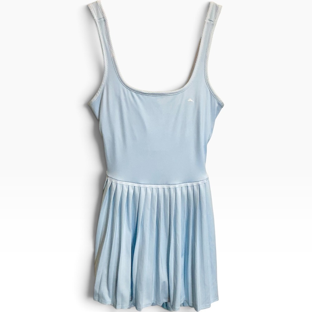 Tommy Bahama Pickleball Tennis Dress Pleated Open Bow Back Light Blue S